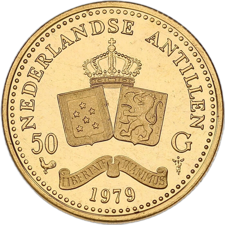 Gouden 50 gulden Nederlandse Antillen munt (1979)