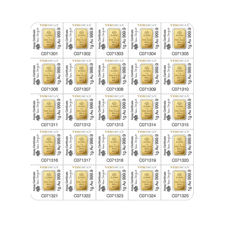 25x 1 gram goudbaar Pamp Suisse