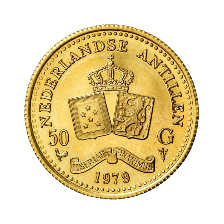 Gouden 50 gulden Nederlandse Antillen munt (1979)