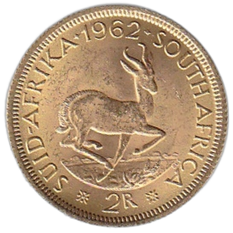 2 rand gouden munt uit Zuid-Afrika