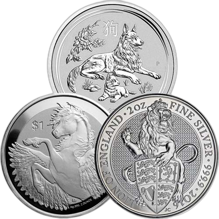 2 troy ounce zilveren munt diverse producenten